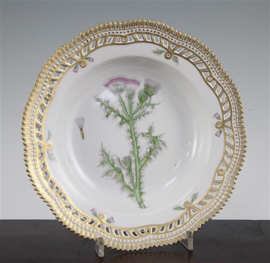 A Royal Copenhagen Flora Danica soup dish, 24.5cm.